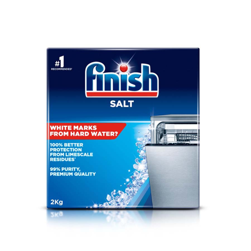 Hộp 2kg muối rửa chén Finish ( Hỗ trợ làm mềm nước trong khoan nước của máy rửa chén).