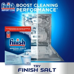 Hộp 1,2kg muối rửa chén Finish (Special Salt)-( Hỗ trợ cho chức năng diệt khuẩn bộ xả và làm mềm nước trong khoan nước của máy rửa chén).