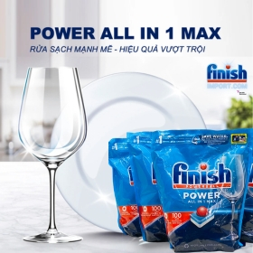 Túi 100 viên rửa chén Finish All in 1 Max (HÀNG MỚI VỀ 2024) – (10x tính năng trong 1 viên) – (Dành cho máy rửa chén 9-10-12-13 bộ trở xuống).