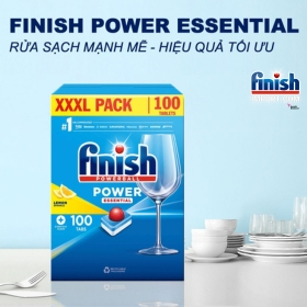 Hộp 100 viên rửa chén Finish Essential XXXL Hàng mới về 2024 – (2x tính năng trong 1 viên – Hương Chanh) – (Dành cho máy rửa chén 9-10-12 bộ).