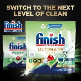 Túi 100 viên rửa chén Finish Ultimate All in 1 0% Ecolabel EU - HÀNG MỚI VỀ 2024 - Thân thiện với môi trường - Đặc biệt cho sức khoẻ các hộ gia đình có trẻ nhỏ – (Dành cho máy rửa chén 12- 13 bộ trở lên).