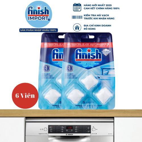 COMBO 2 Vỉ viên vệ sinh bảo trì máy rửa chén Finish hằng tháng (EU-Đức) – (COMBO 6 viên - Khuyên dùng 1 tháng 1 lần/viên).