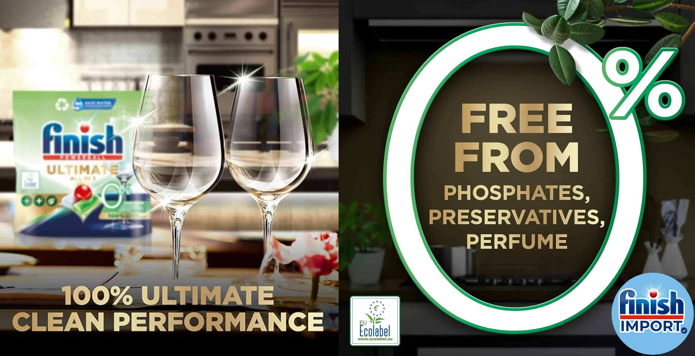 Túi 100 viên Finish Ultimate All in 1 0% Ecolabel EU , thân thiện môi trường